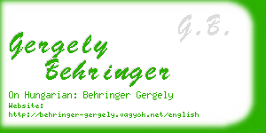 gergely behringer business card
